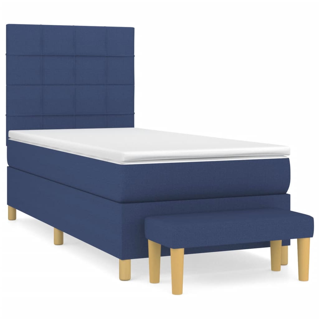 Boxspring met matras stof blauw 100x200 cm is nu te koop bij PeponiXL, paradijselijk wonen!
