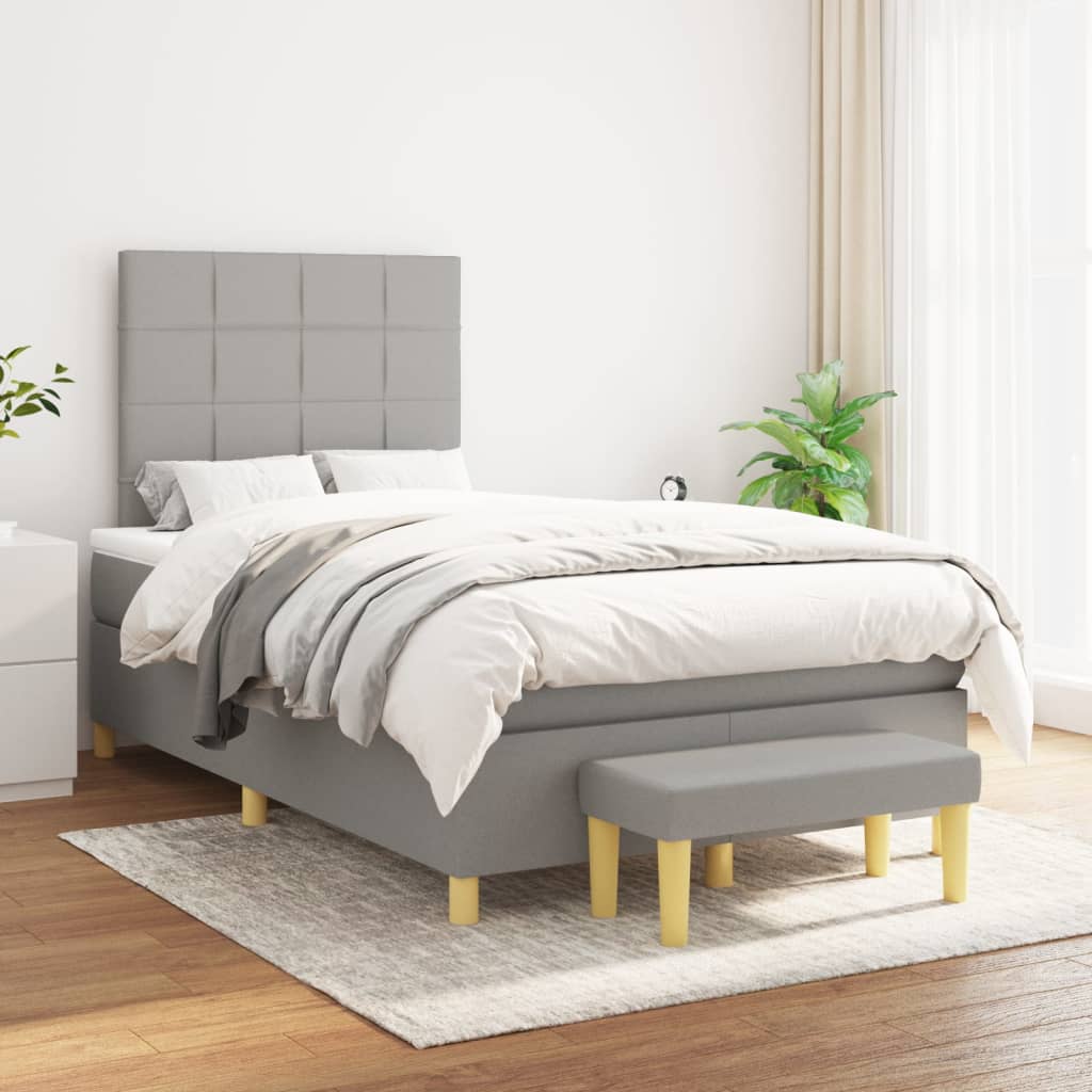 Boxspring met matras stof lichtgrijs 120x200 cm is nu te koop bij PeponiXL, paradijselijk wonen!