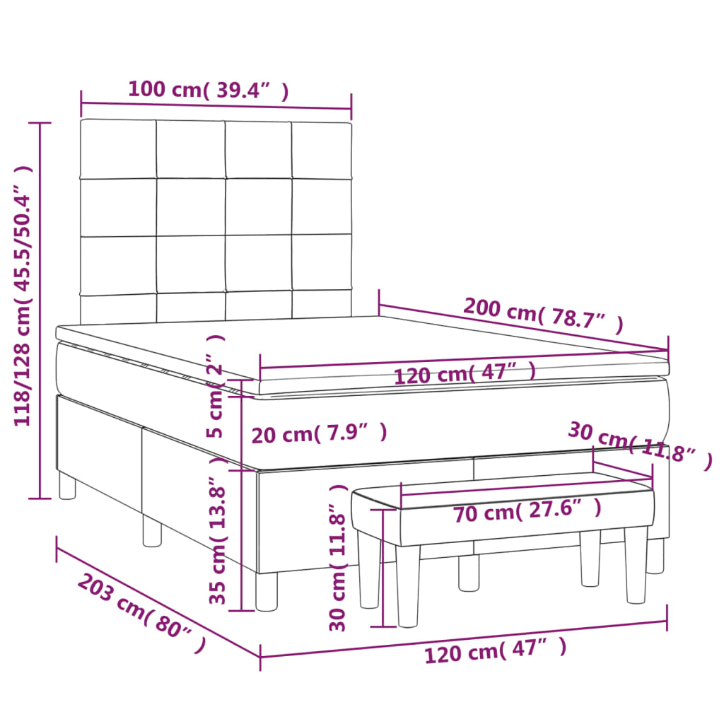 Boxspring met matras stof donkergrijs 120x200 cm is nu te koop bij PeponiXL, paradijselijk wonen!