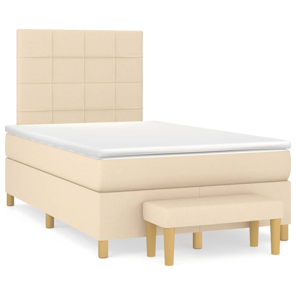 Boxspring met matras stof crèmekleurig 120x200 cm is nu te koop bij PeponiXL, paradijselijk wonen!