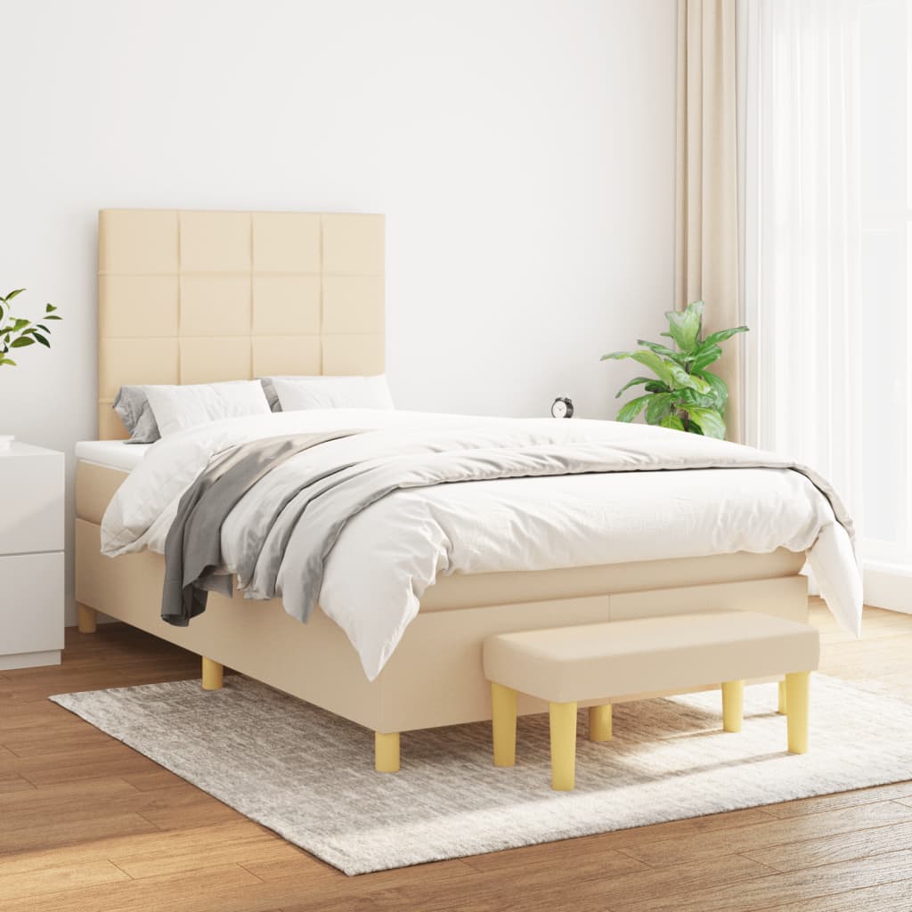 Boxspring met matras stof crèmekleurig 120x200 cm is nu te koop bij PeponiXL, paradijselijk wonen!