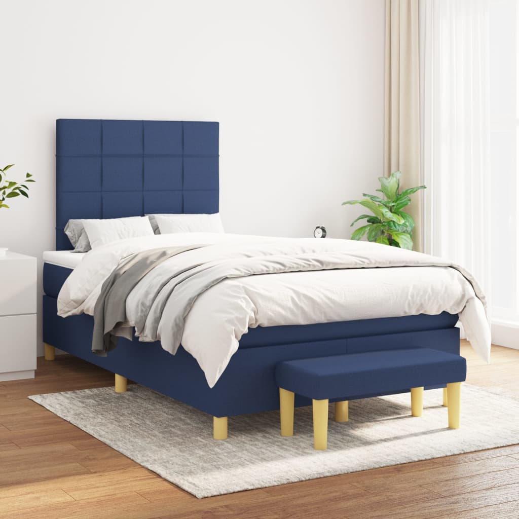 Boxspring met matras stof blauw 120x200 cm is nu te koop bij PeponiXL, paradijselijk wonen!