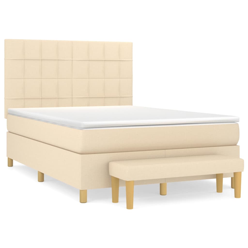 Boxspring met matras stof crèmekleurig 140x200 cm is nu te koop bij PeponiXL, paradijselijk wonen!