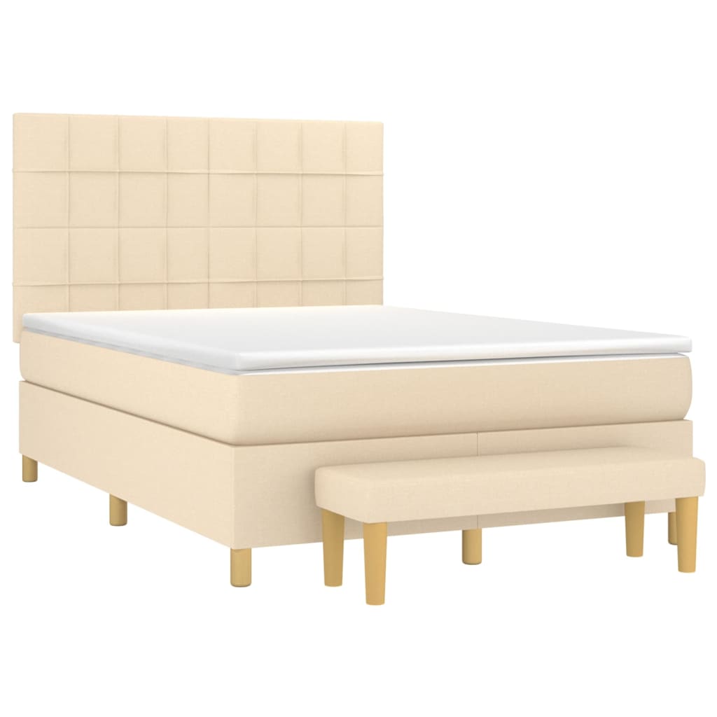Boxspring met matras stof crèmekleurig 140x200 cm is nu te koop bij PeponiXL, paradijselijk wonen!