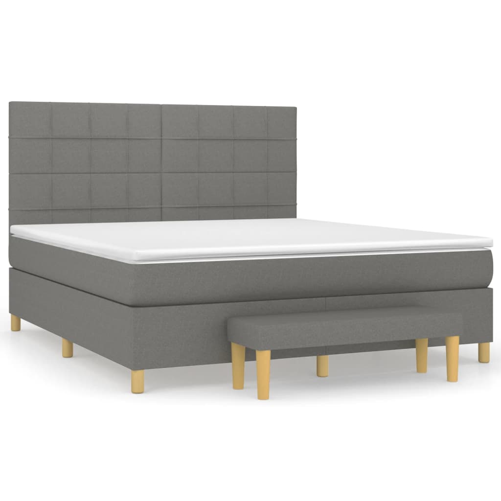 Boxspring met matras stof donkergrijs 160x200 cm is nu te koop bij PeponiXL, paradijselijk wonen!