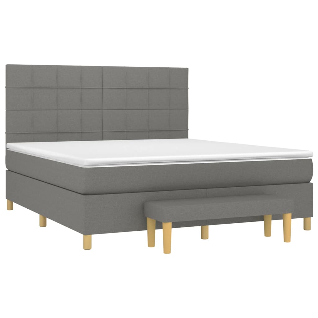 Boxspring met matras stof donkergrijs 160x200 cm is nu te koop bij PeponiXL, paradijselijk wonen!