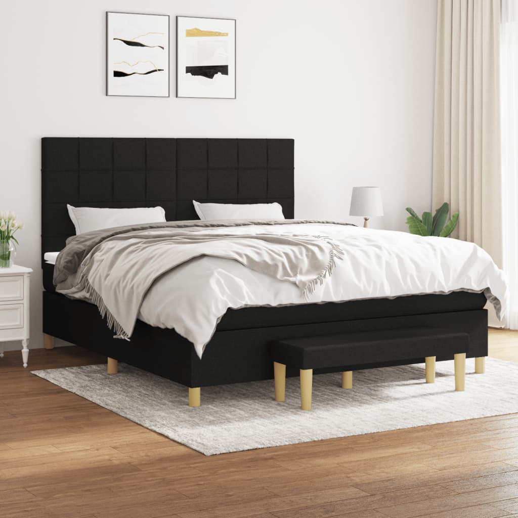 Boxspring met matras stof zwart 160x200 cm is nu te koop bij PeponiXL, paradijselijk wonen!