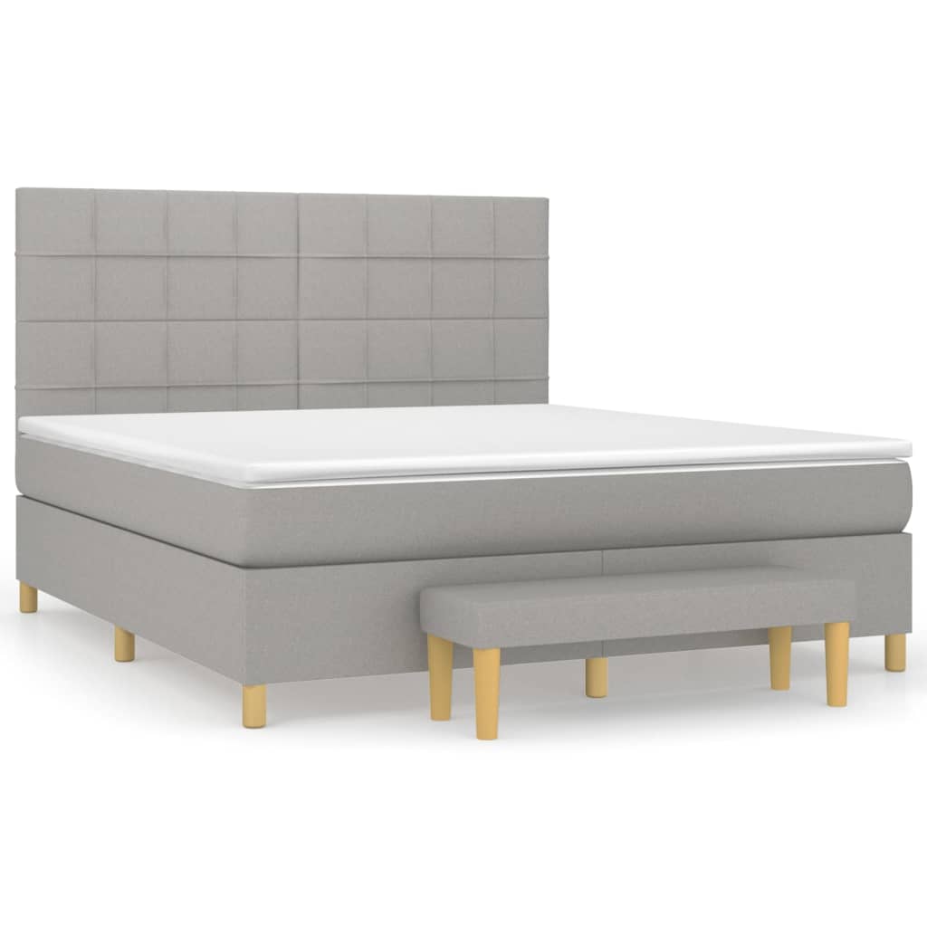 Boxspring met matras stof lichtgrijs 180x200 cm is nu te koop bij PeponiXL, paradijselijk wonen!