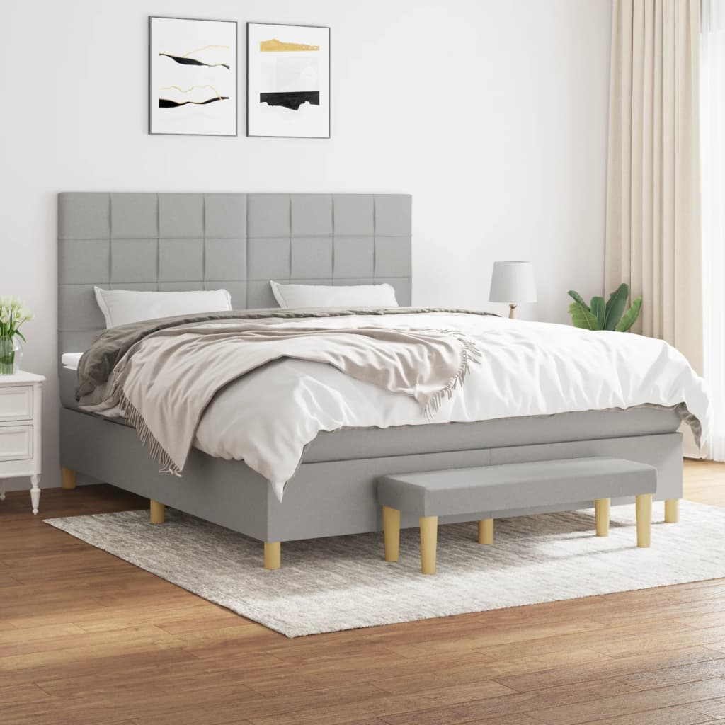 Boxspring met matras stof lichtgrijs 180x200 cm is nu te koop bij PeponiXL, paradijselijk wonen!