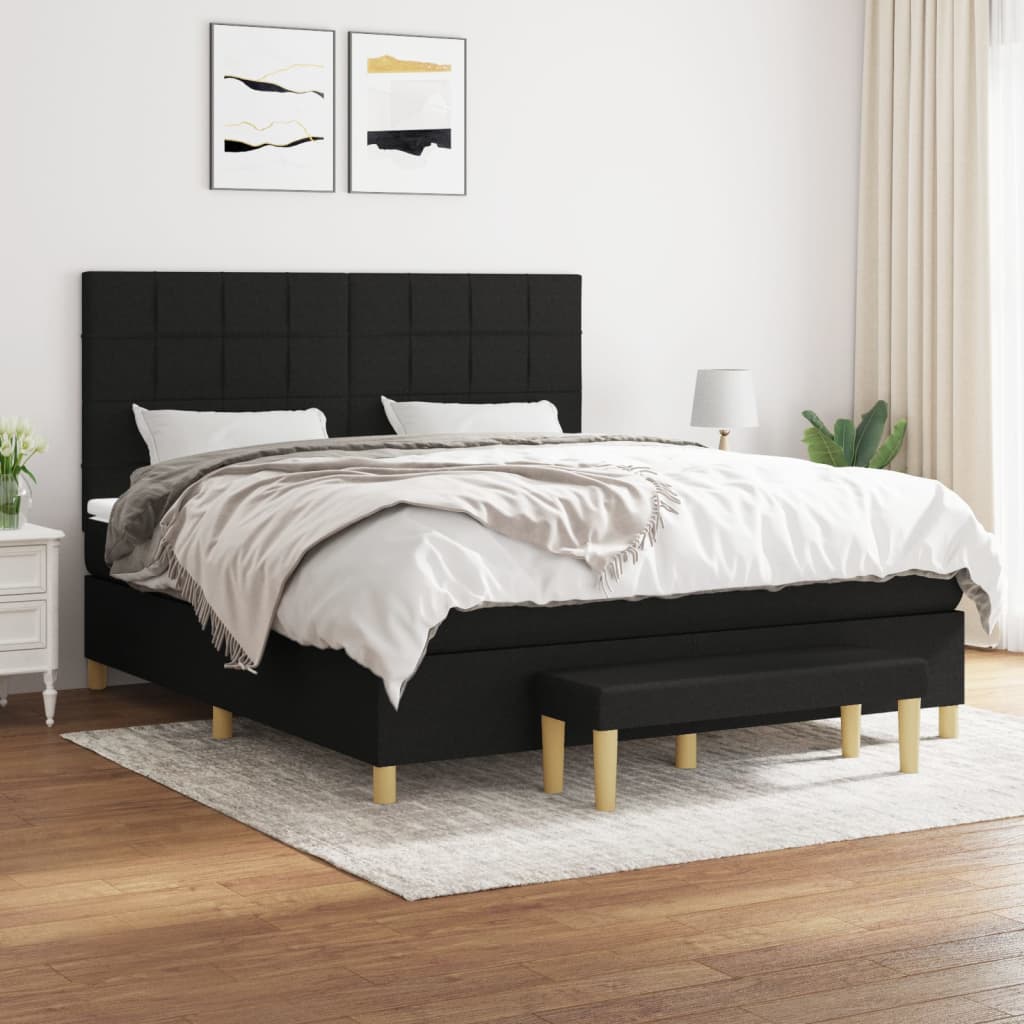 Boxspring met matras stof zwart 180x200 cm is nu te koop bij PeponiXL, paradijselijk wonen!