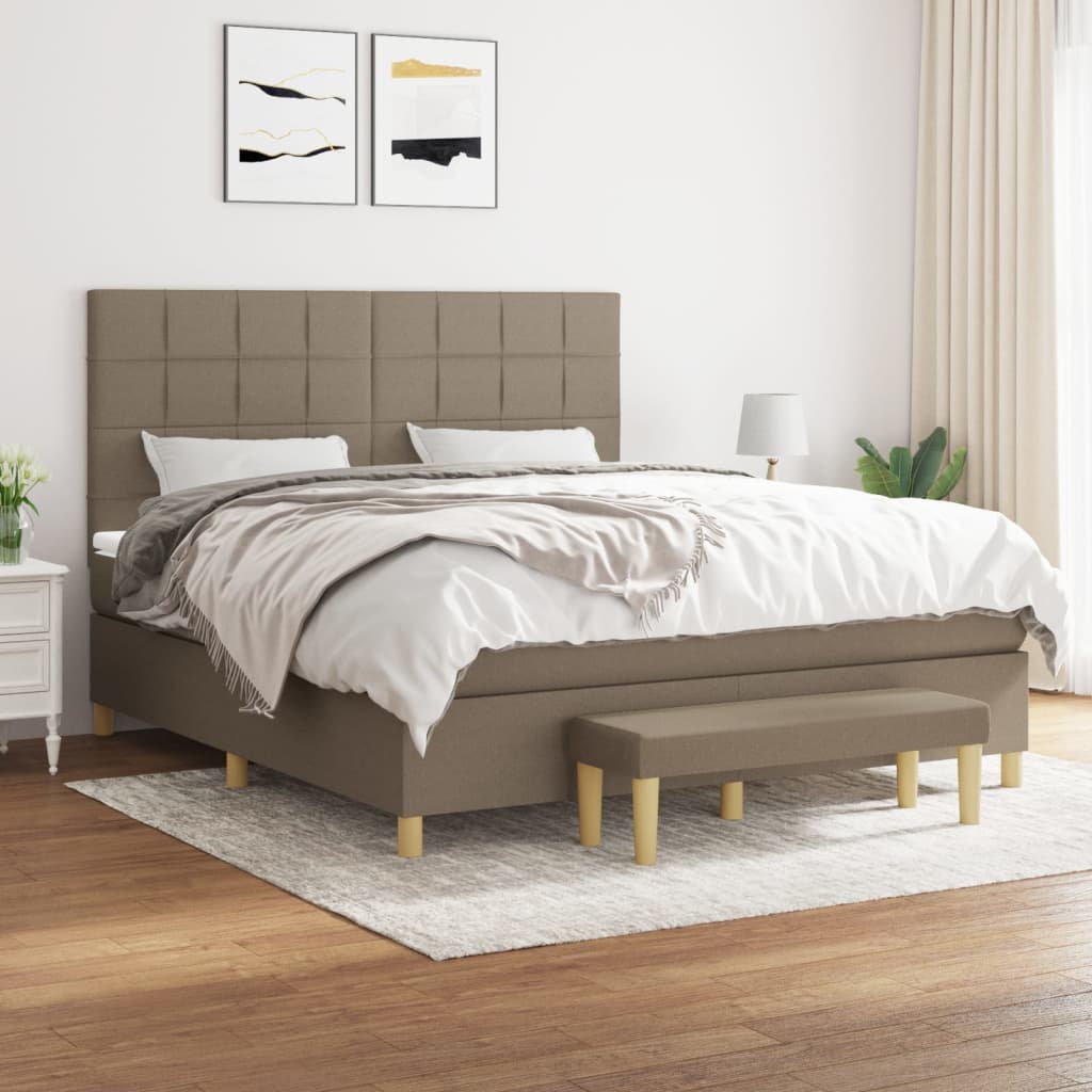 Boxspring met matras stof taupe 180x200 cm is nu te koop bij PeponiXL, paradijselijk wonen!