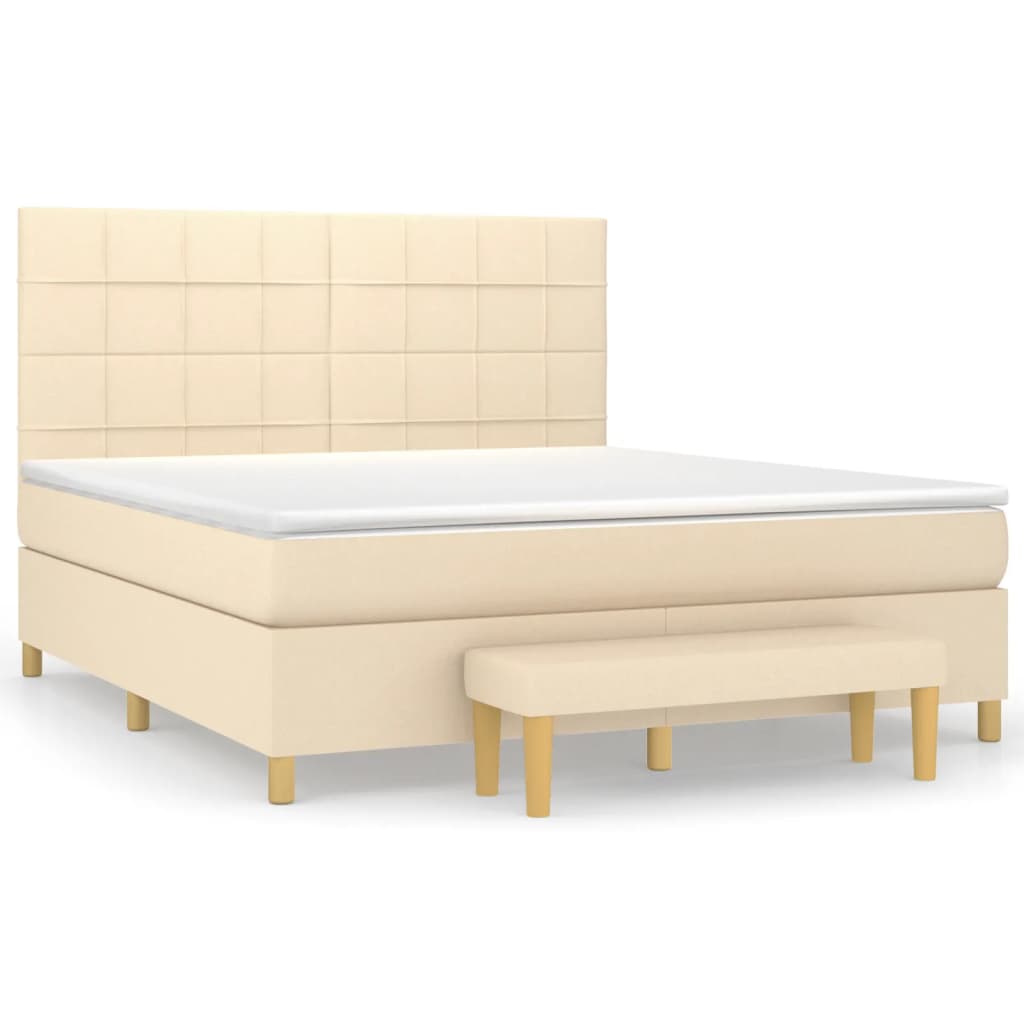 Boxspring met matras stof crèmekleurig 180x200 cm is nu te koop bij PeponiXL, paradijselijk wonen!