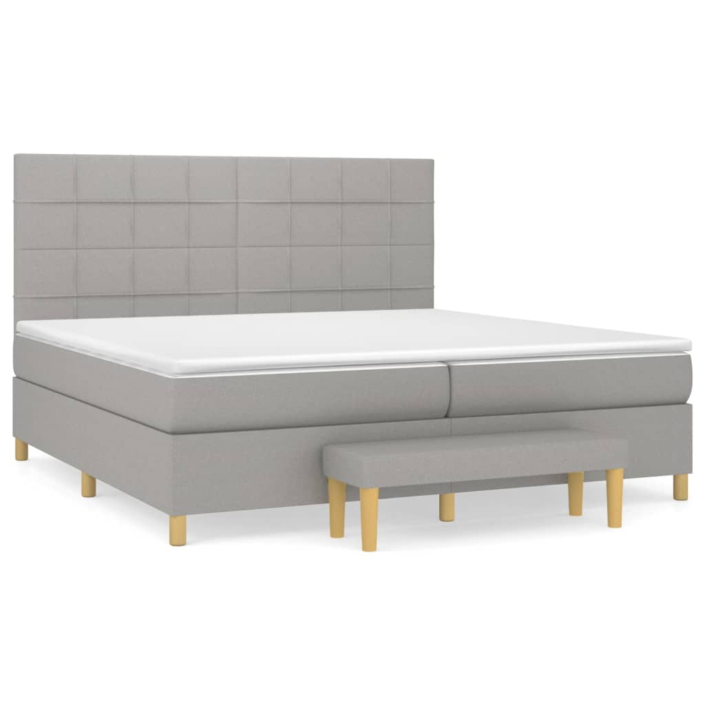 Boxspring met matras stof lichtgrijs 200x200 cm is nu te koop bij PeponiXL, paradijselijk wonen!