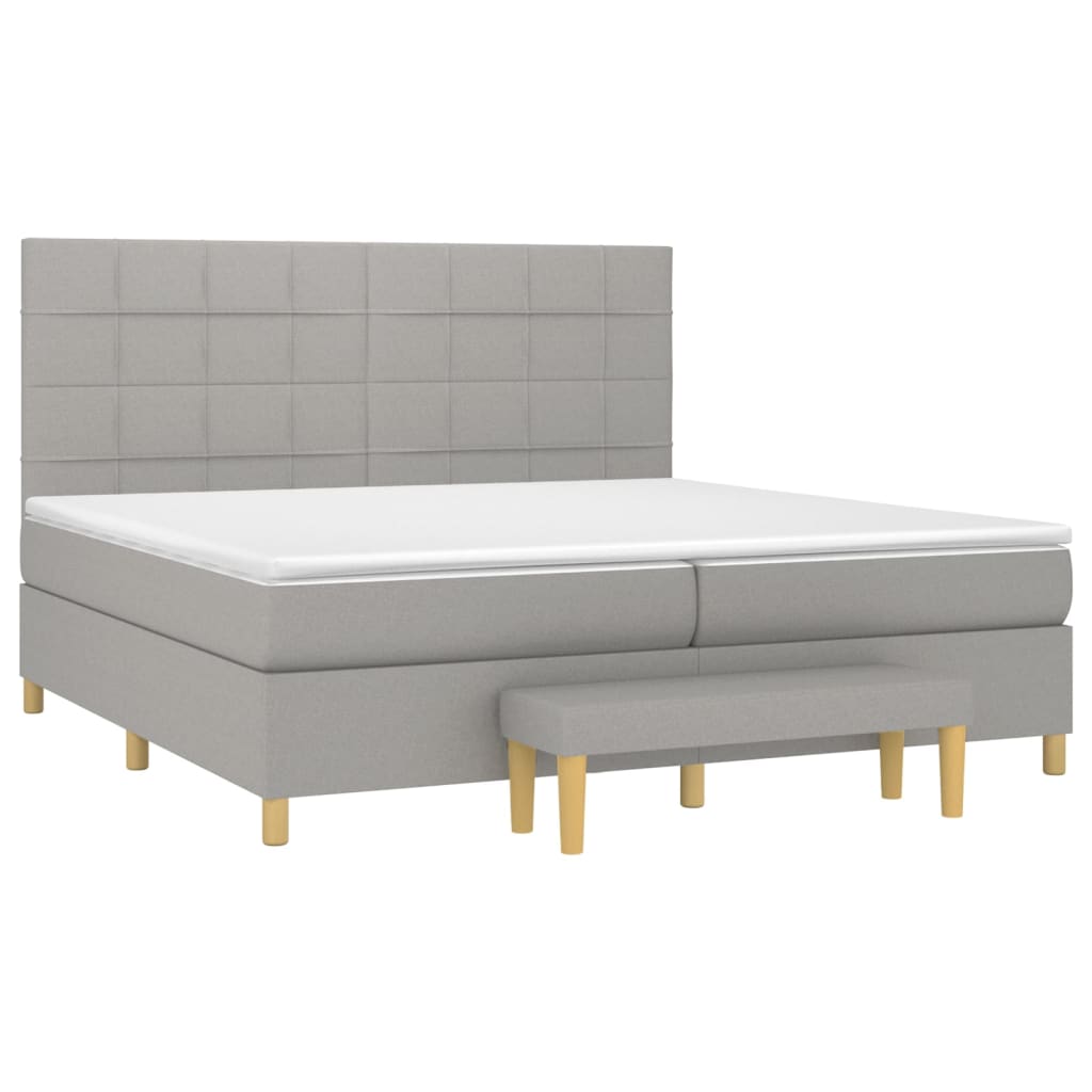 Boxspring met matras stof lichtgrijs 200x200 cm is nu te koop bij PeponiXL, paradijselijk wonen!