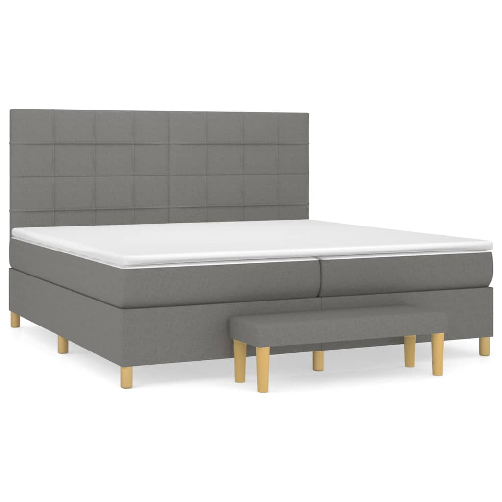 Boxspring met matras stof donkergrijs 200x200 cm is nu te koop bij PeponiXL, paradijselijk wonen!