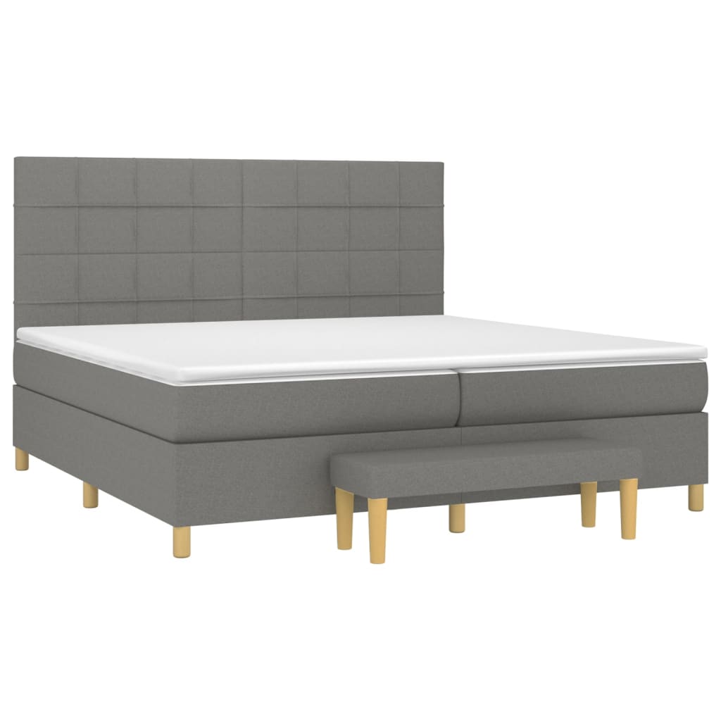 Boxspring met matras stof donkergrijs 200x200 cm is nu te koop bij PeponiXL, paradijselijk wonen!