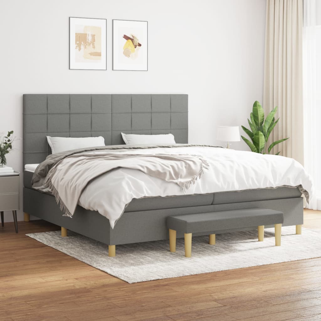 Boxspring met matras stof donkergrijs 200x200 cm is nu te koop bij PeponiXL, paradijselijk wonen!