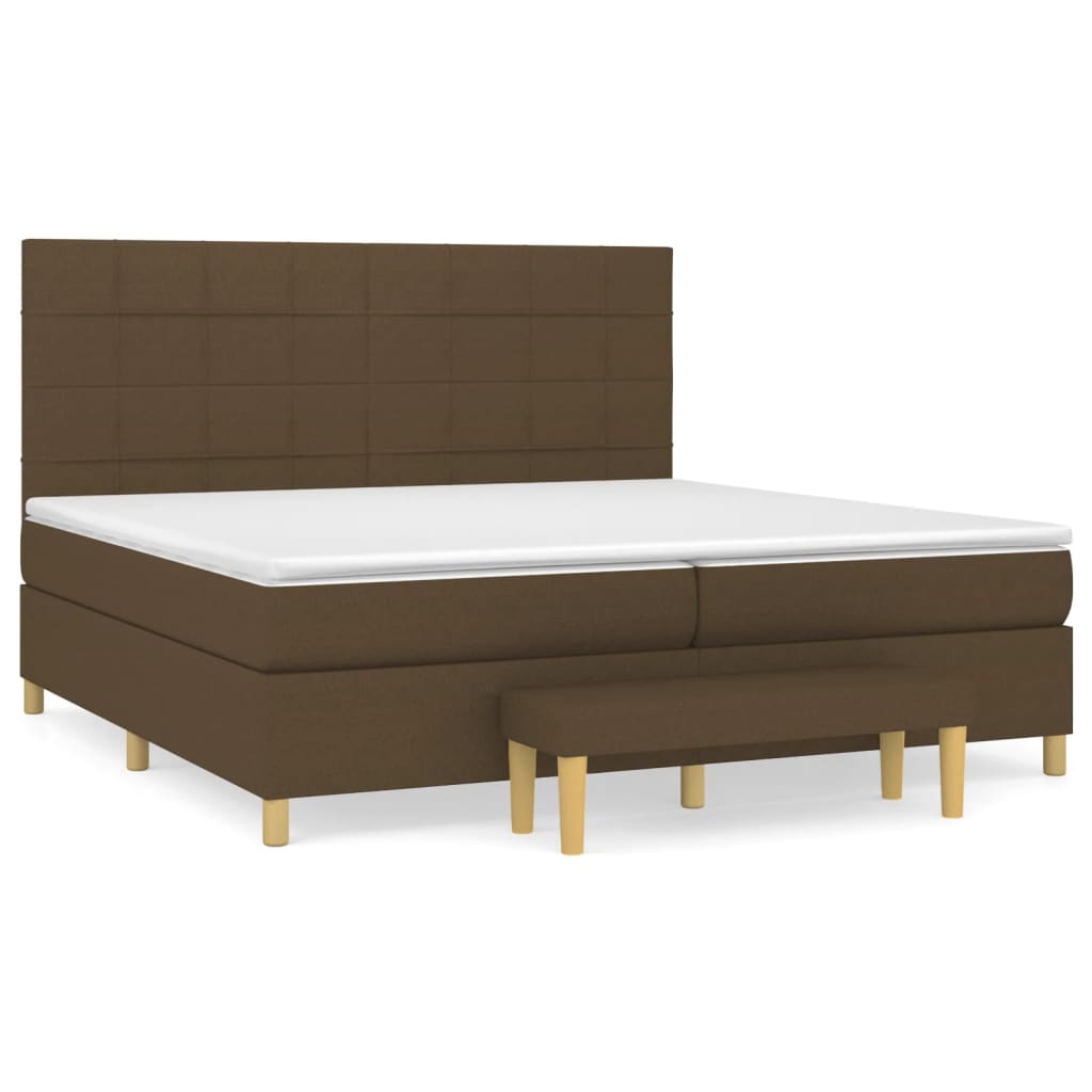 Boxspring met matras stof donkerbruin 200x200 cm is nu te koop bij PeponiXL, paradijselijk wonen!