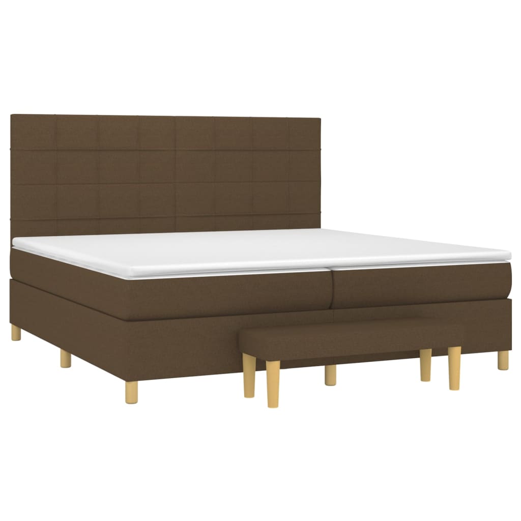 Boxspring met matras stof donkerbruin 200x200 cm is nu te koop bij PeponiXL, paradijselijk wonen!