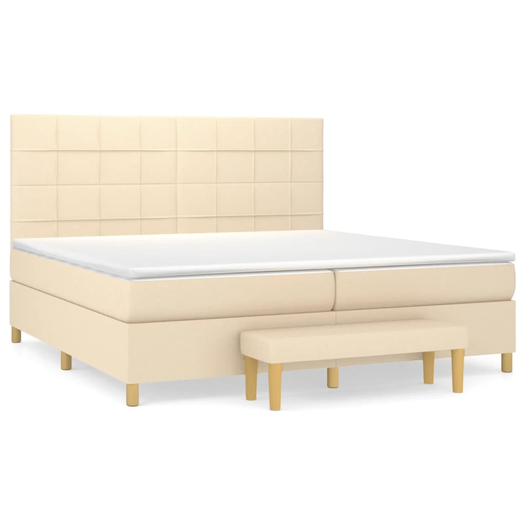 Boxspring met matras stof crèmekleurig 200x200 cm is nu te koop bij PeponiXL, paradijselijk wonen!
