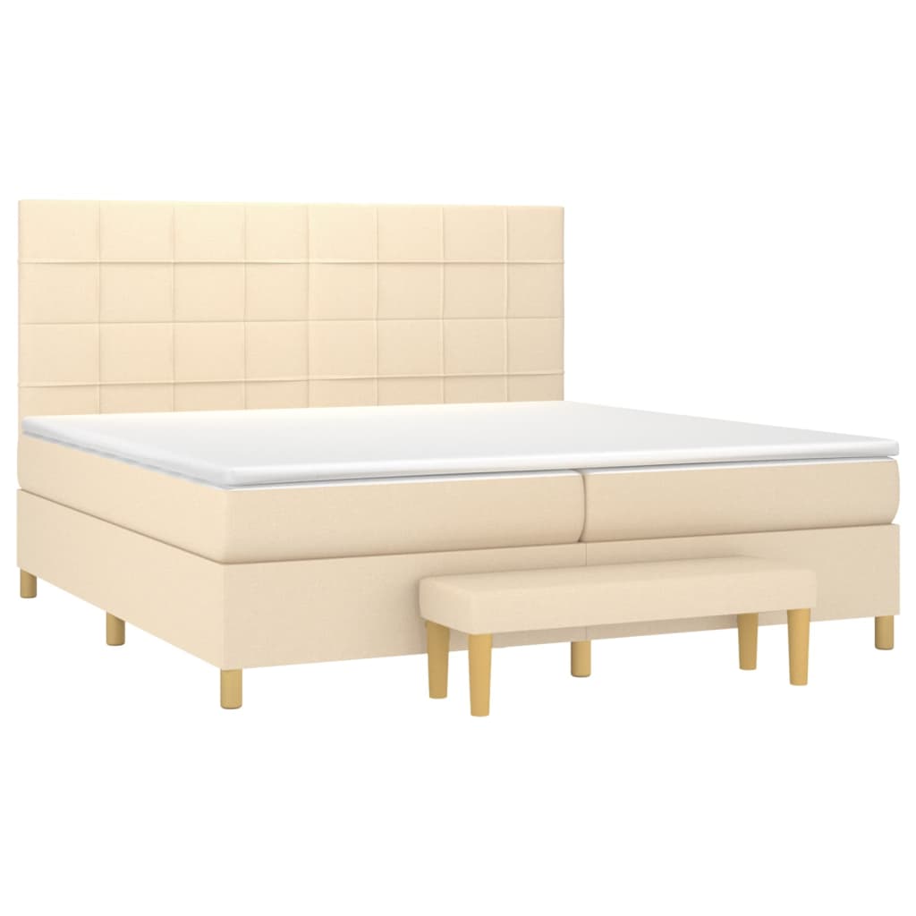 Boxspring met matras stof crèmekleurig 200x200 cm is nu te koop bij PeponiXL, paradijselijk wonen!