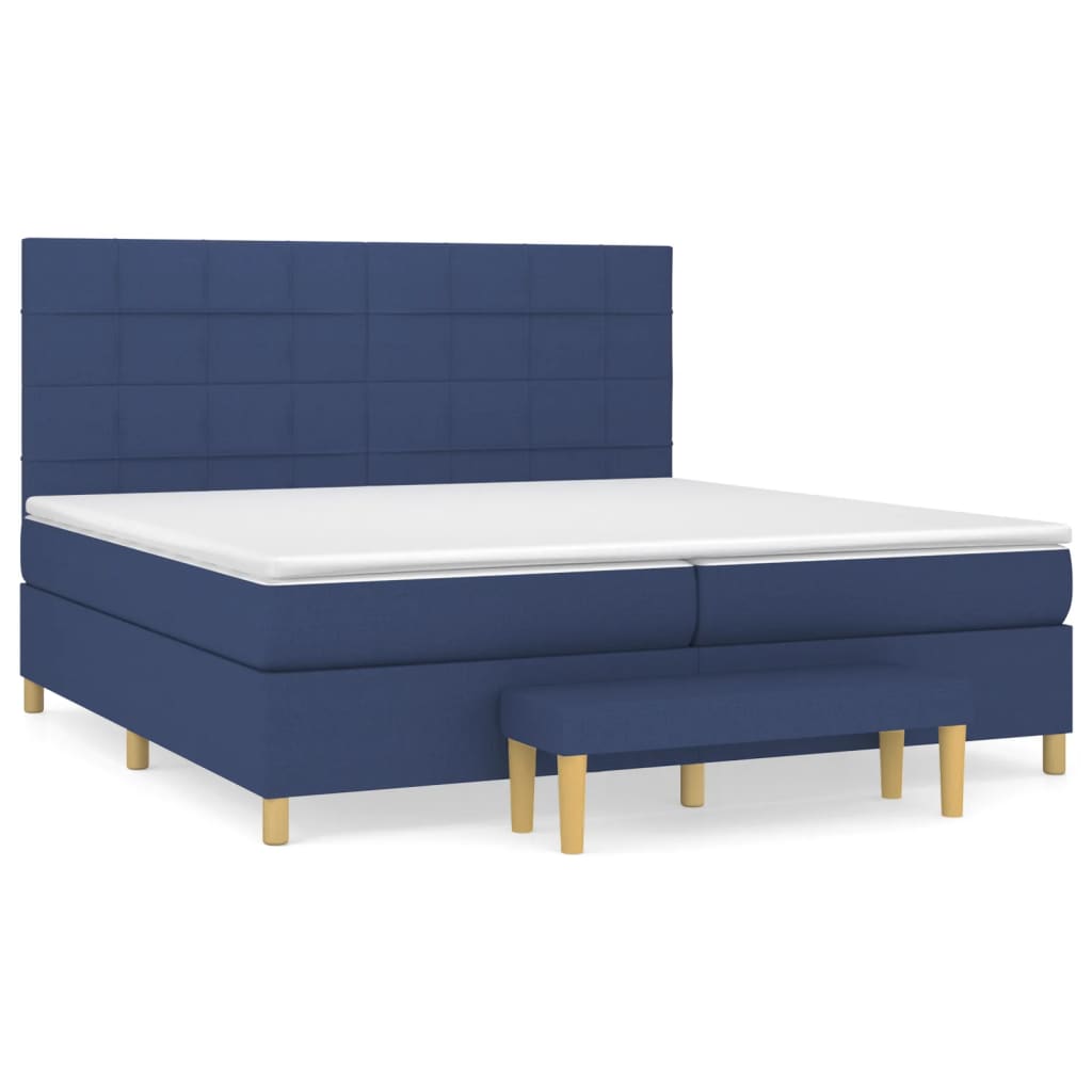 Boxspring met matras stof blauw 200x200 cm is nu te koop bij PeponiXL, paradijselijk wonen!