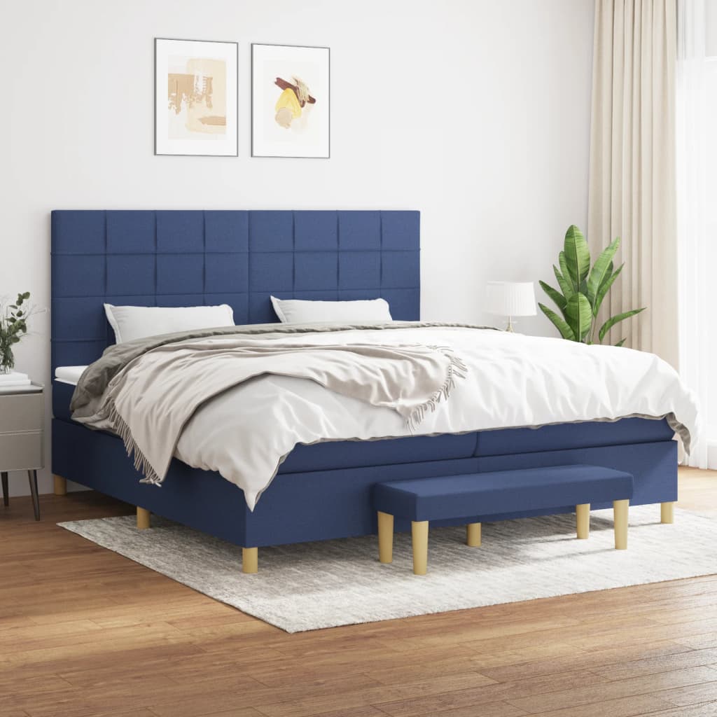 Boxspring met matras stof blauw 200x200 cm is nu te koop bij PeponiXL, paradijselijk wonen!