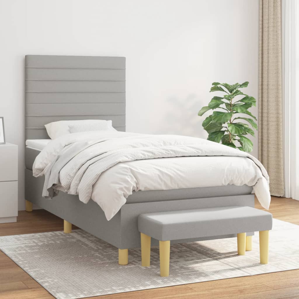 Boxspring met matras stof lichtgrijs 80x200 cm is nu te koop bij PeponiXL, paradijselijk wonen!