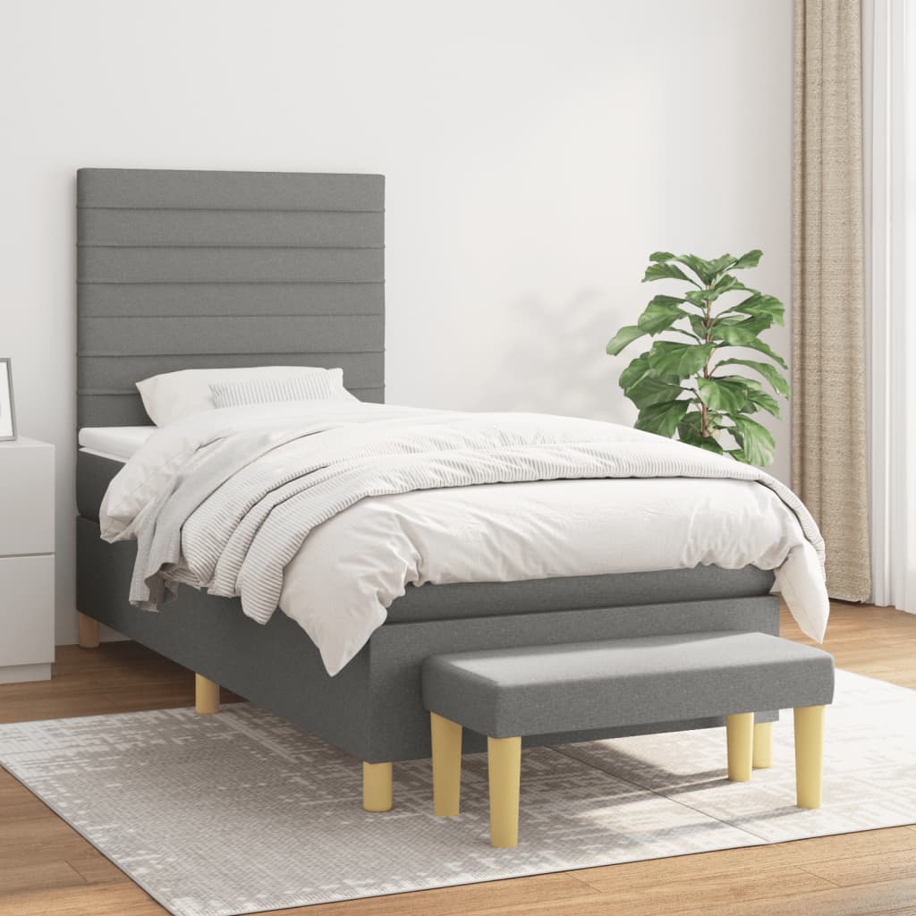 Boxspring met matras stof donkergrijs 80x200 cm is nu te koop bij PeponiXL, paradijselijk wonen!