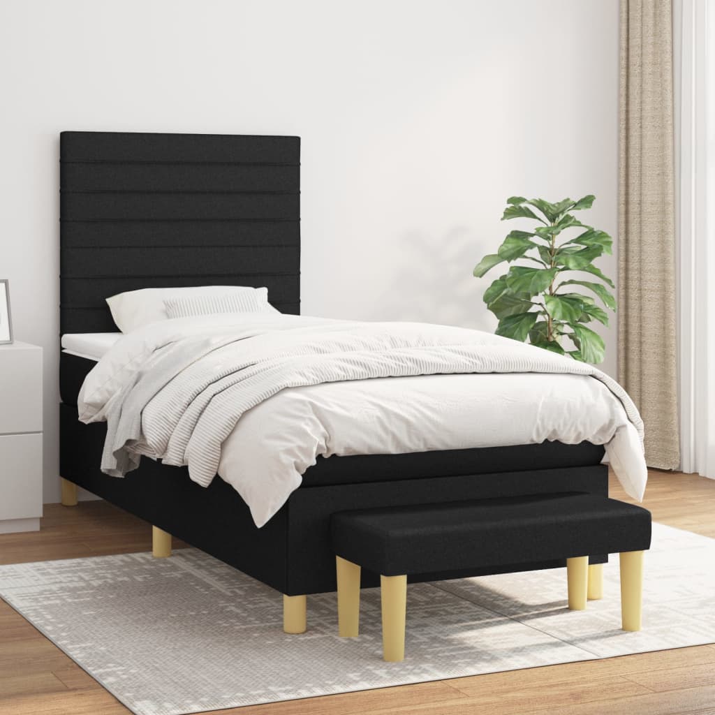 Boxspring met matras stof zwart 80x200 cm is nu te koop bij PeponiXL, paradijselijk wonen!