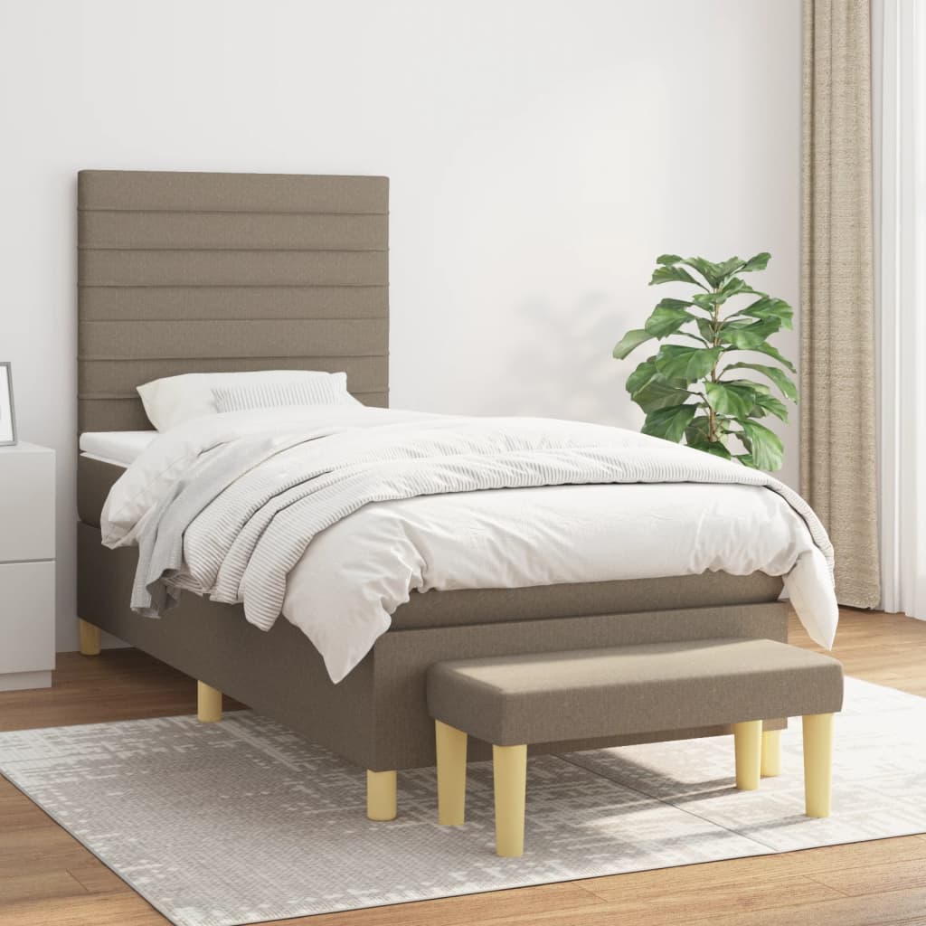 Boxspring met matras stof taupe 80x200 cm is nu te koop bij PeponiXL, paradijselijk wonen!