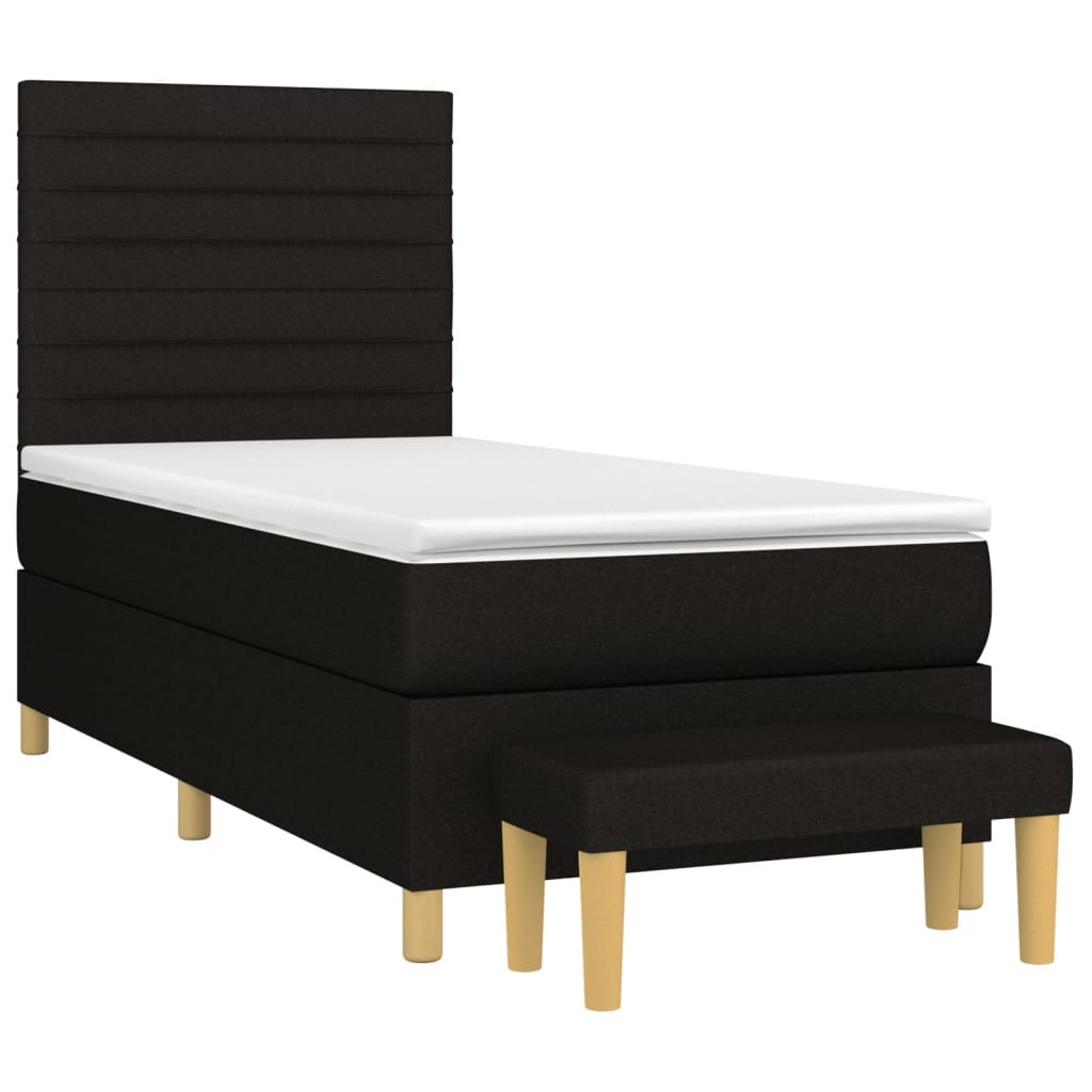 Boxspring met matras stof zwart 90x190 cm is nu te koop bij PeponiXL, paradijselijk wonen!