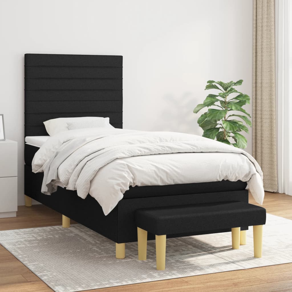 Boxspring met matras stof zwart 100x200 cm is nu te koop bij PeponiXL, paradijselijk wonen!