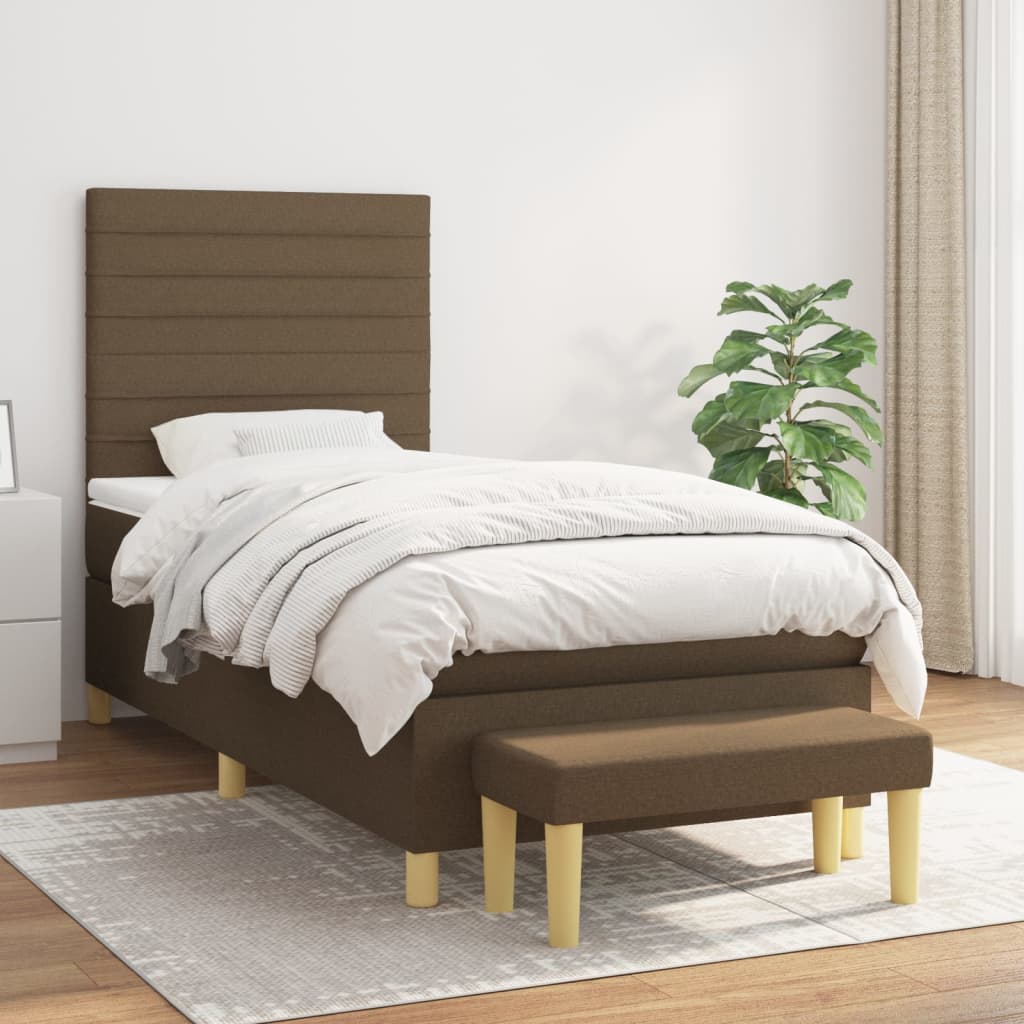Boxspring met matras stof donkerbruin 100x200 cm is nu te koop bij PeponiXL, paradijselijk wonen!