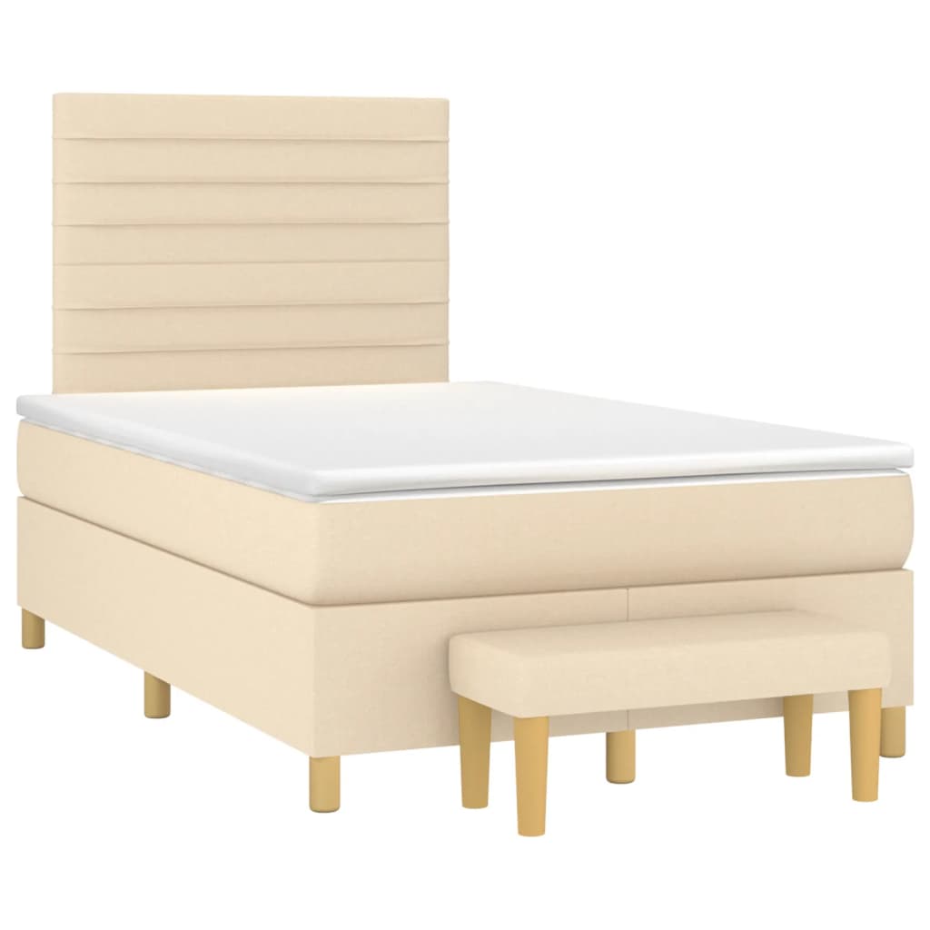 Boxspring met matras stof crèmekleurig 120x200 cm is nu te koop bij PeponiXL, paradijselijk wonen!