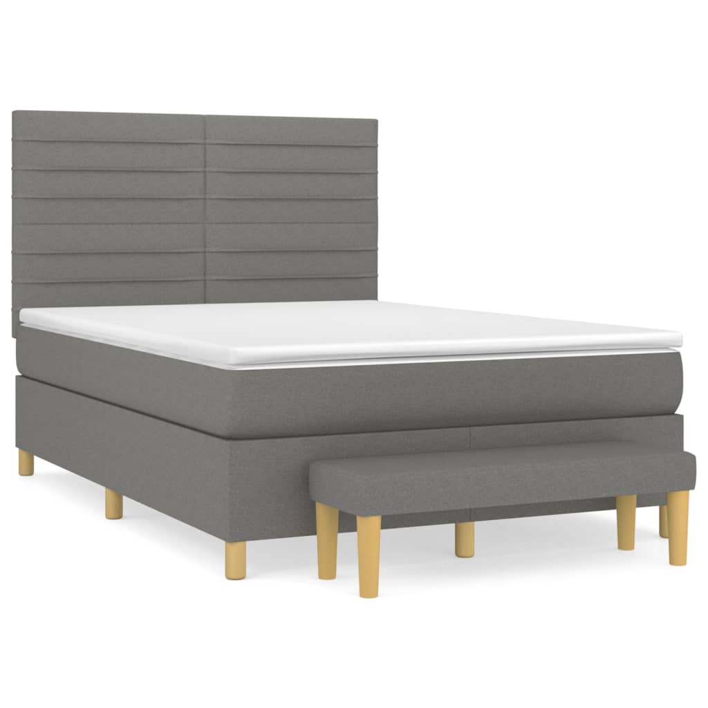 Boxspring met matras stof donkergrijs 140x200 cm is nu te koop bij PeponiXL, paradijselijk wonen!