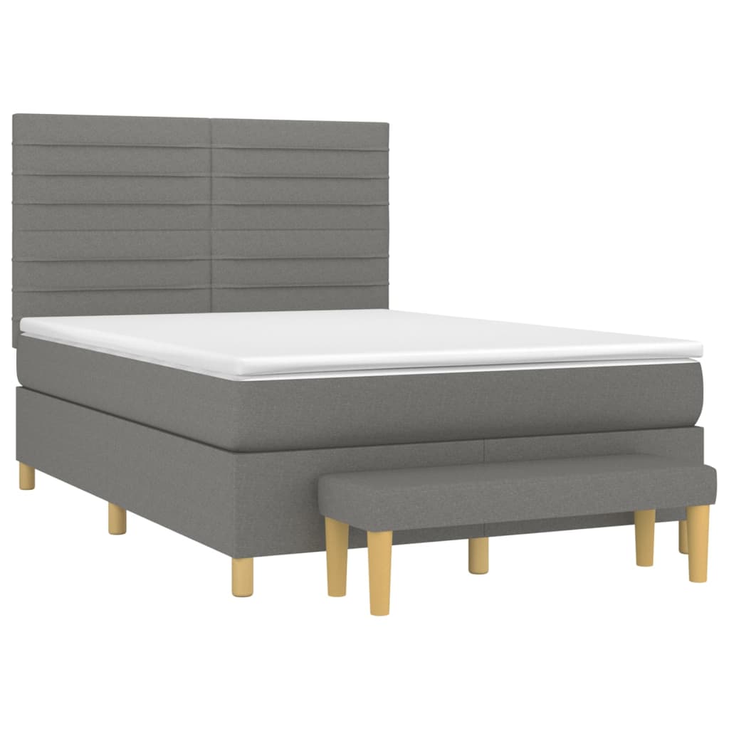 Boxspring met matras stof donkergrijs 140x200 cm is nu te koop bij PeponiXL, paradijselijk wonen!