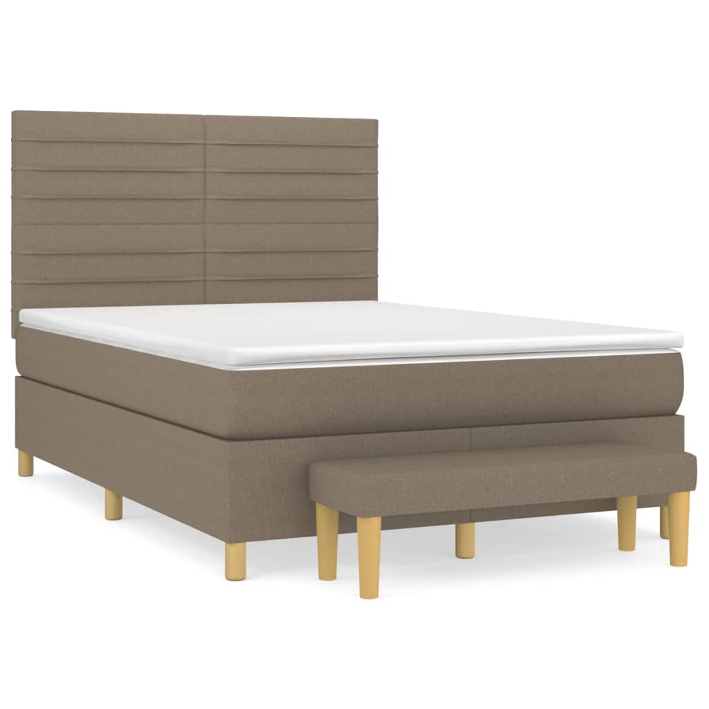 Boxspring met matras stof taupe 140x200 cm is nu te koop bij PeponiXL, paradijselijk wonen!