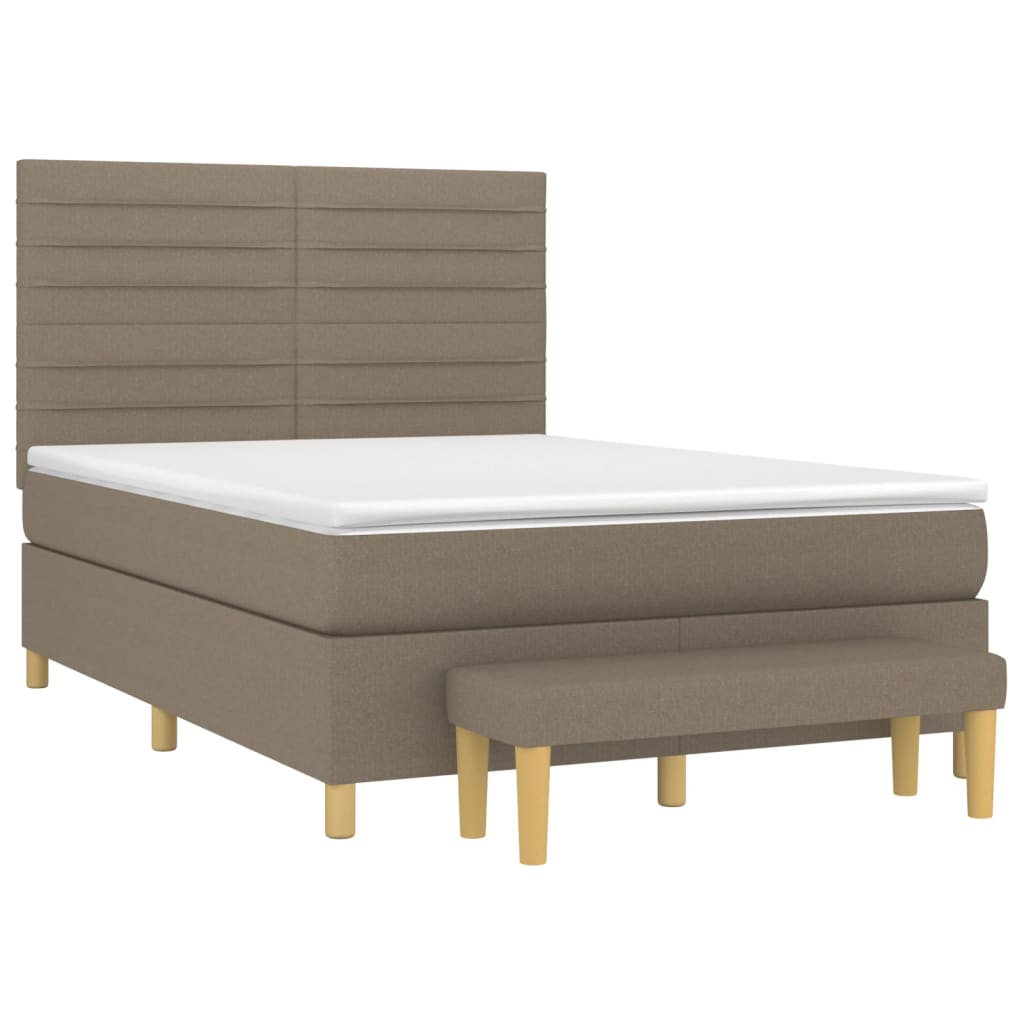 Boxspring met matras stof taupe 140x200 cm is nu te koop bij PeponiXL, paradijselijk wonen!