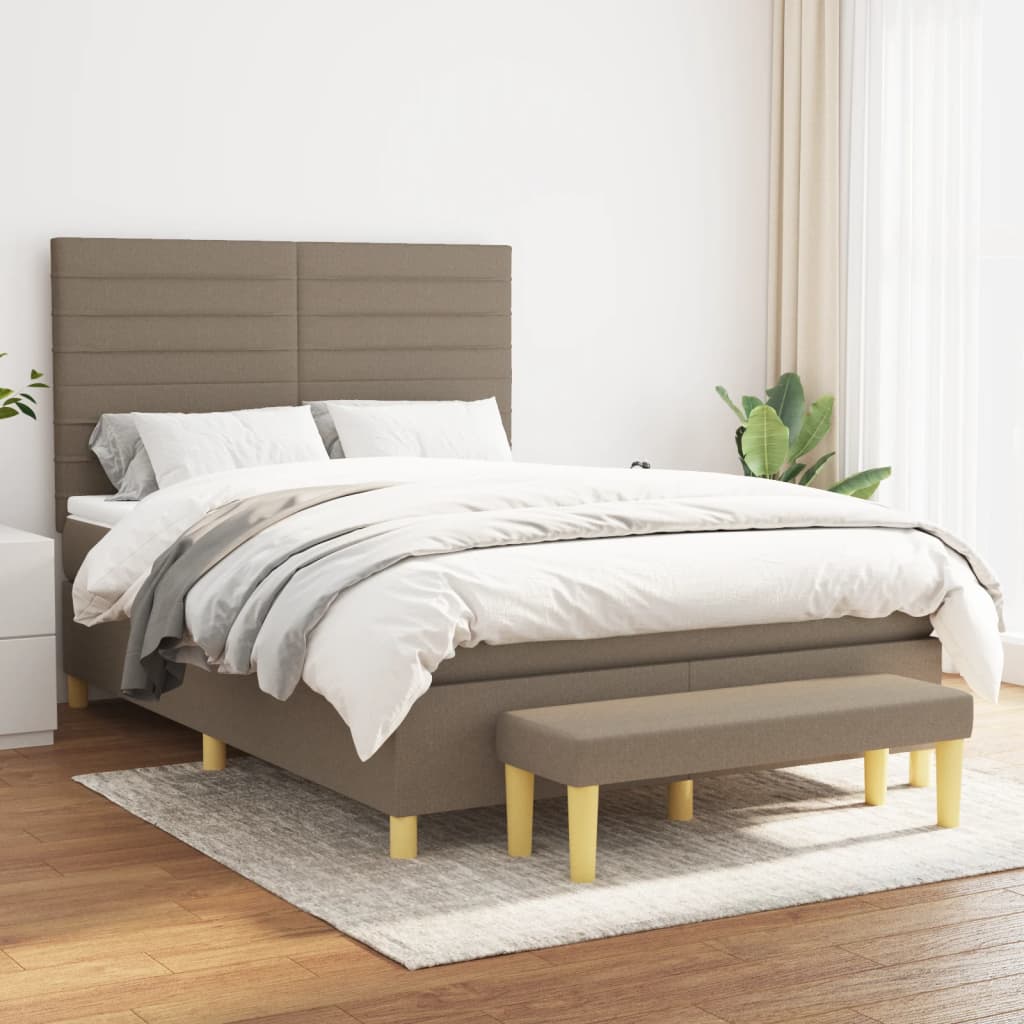 Boxspring met matras stof taupe 140x200 cm is nu te koop bij PeponiXL, paradijselijk wonen!