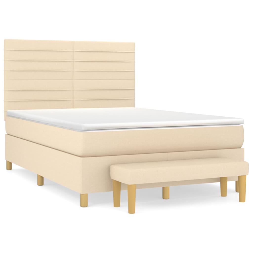 Boxspring met matras stof crèmekleurig 140x200 cm is nu te koop bij PeponiXL, paradijselijk wonen!