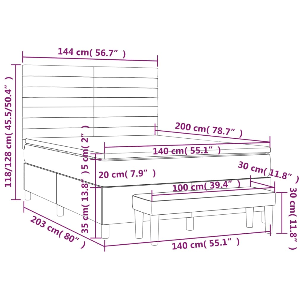Boxspring met matras stof crèmekleurig 140x200 cm is nu te koop bij PeponiXL, paradijselijk wonen!