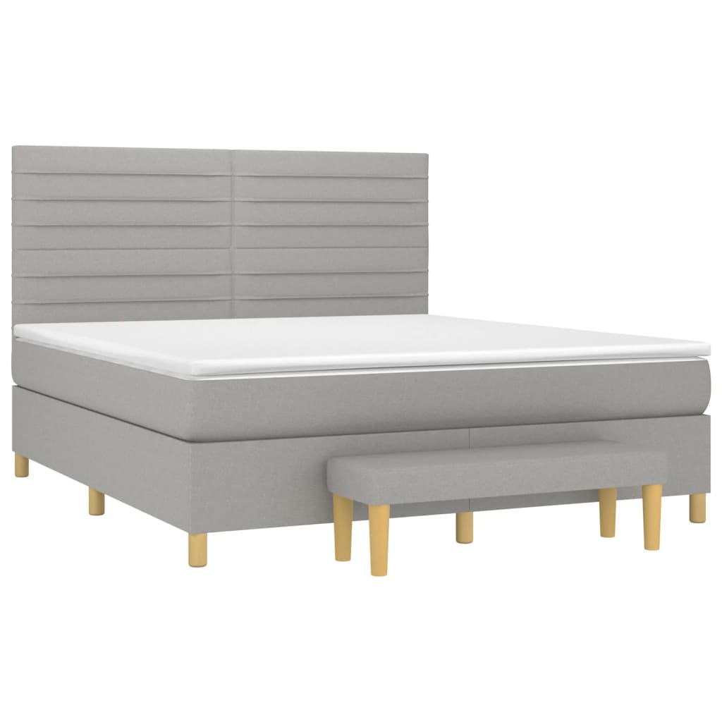 Boxspring met matras stof lichtgrijs 160x200 cm is nu te koop bij PeponiXL, paradijselijk wonen!