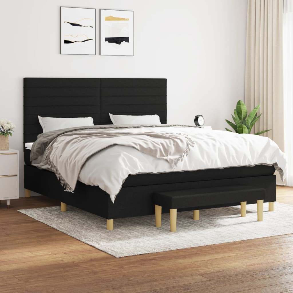 Boxspring met matras stof zwart 160x200 cm is nu te koop bij PeponiXL, paradijselijk wonen!