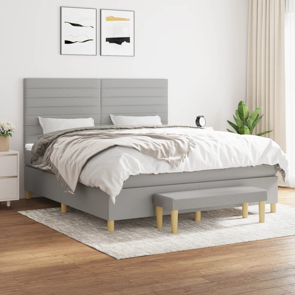Boxspring met matras stof lichtgrijs 180x200 cm is nu te koop bij PeponiXL, paradijselijk wonen!
