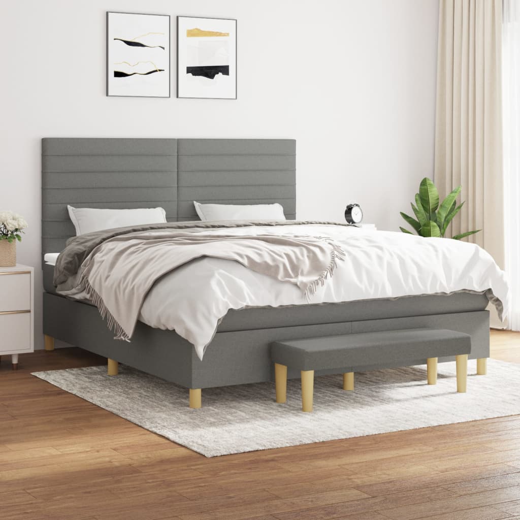 Boxspring met matras stof donkergrijs 180x200 cm is nu te koop bij PeponiXL, paradijselijk wonen!