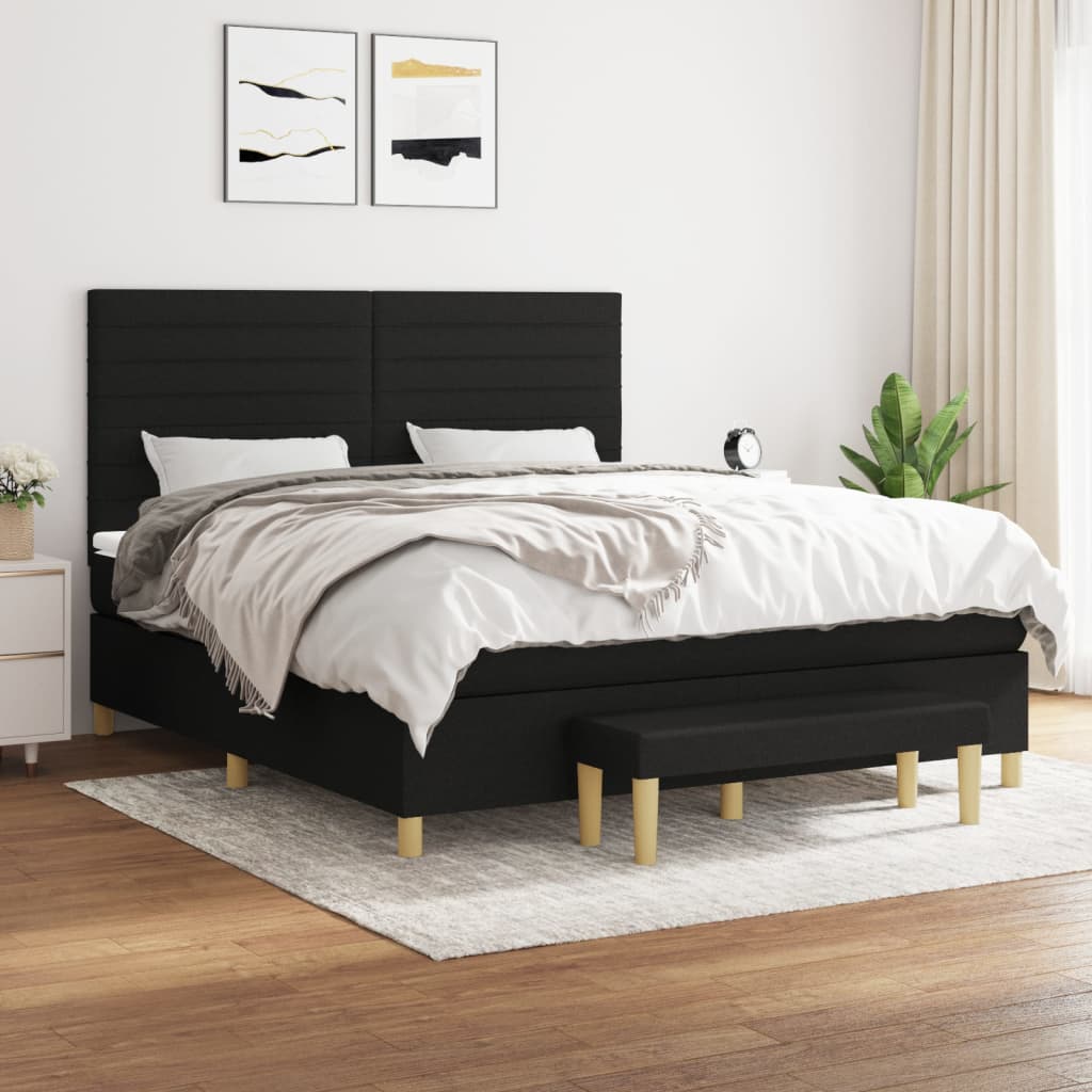 Boxspring met matras stof zwart 180x200 cm is nu te koop bij PeponiXL, paradijselijk wonen!