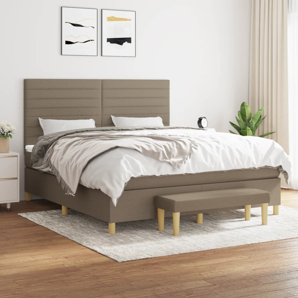 Boxspring met matras stof taupe 180x200 cm is nu te koop bij PeponiXL, paradijselijk wonen!