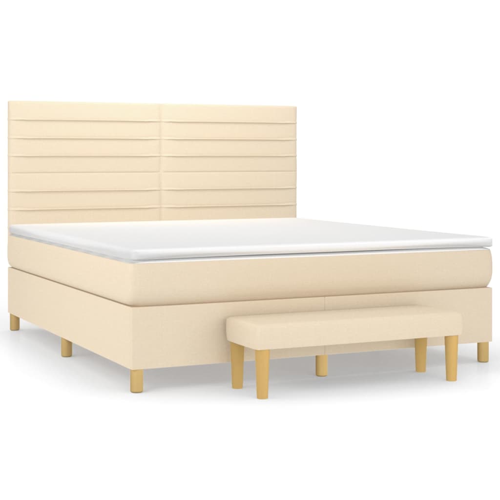 Boxspring met matras stof crèmekleurig 180x200 cm is nu te koop bij PeponiXL, paradijselijk wonen!