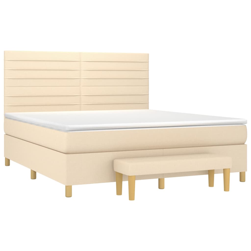 Boxspring met matras stof crèmekleurig 180x200 cm is nu te koop bij PeponiXL, paradijselijk wonen!